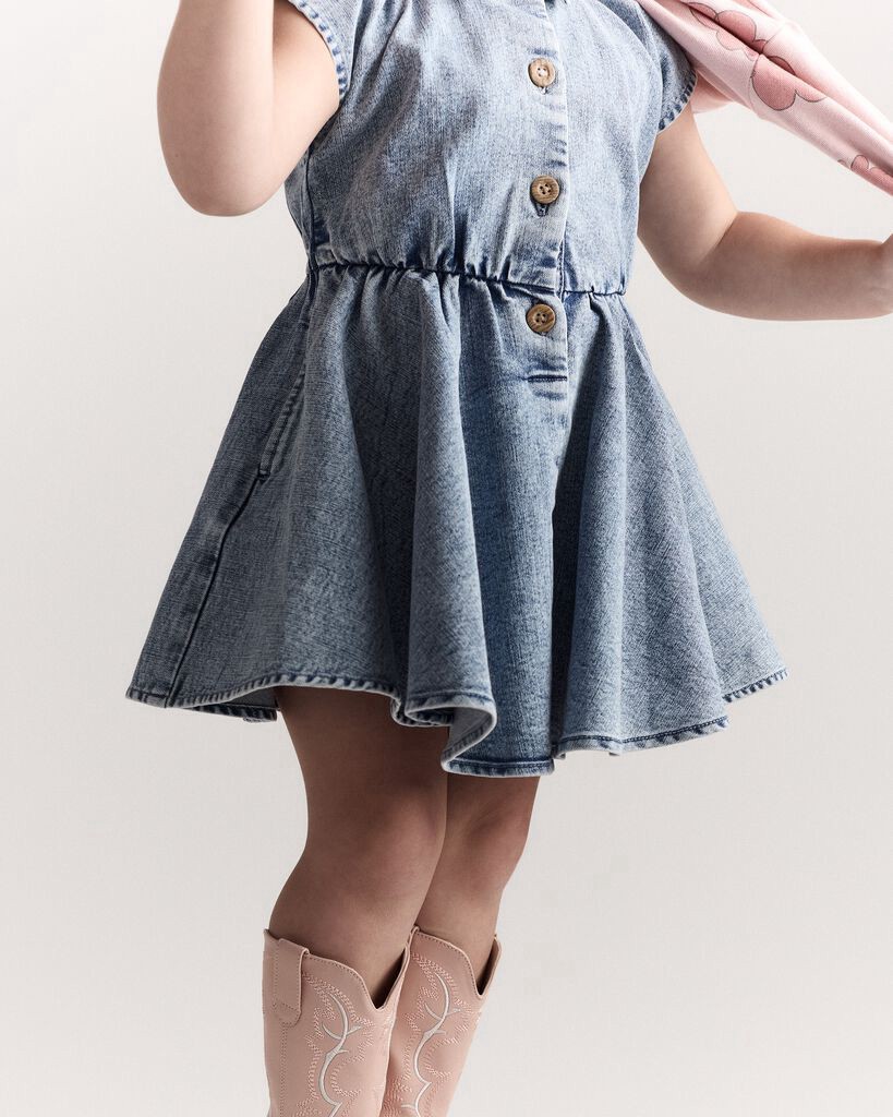 slide 2 of 6, Otteravenue Toddler Girl Avenue Twirl Dress™ in Denim - Blue Blue 5T, 1 ct