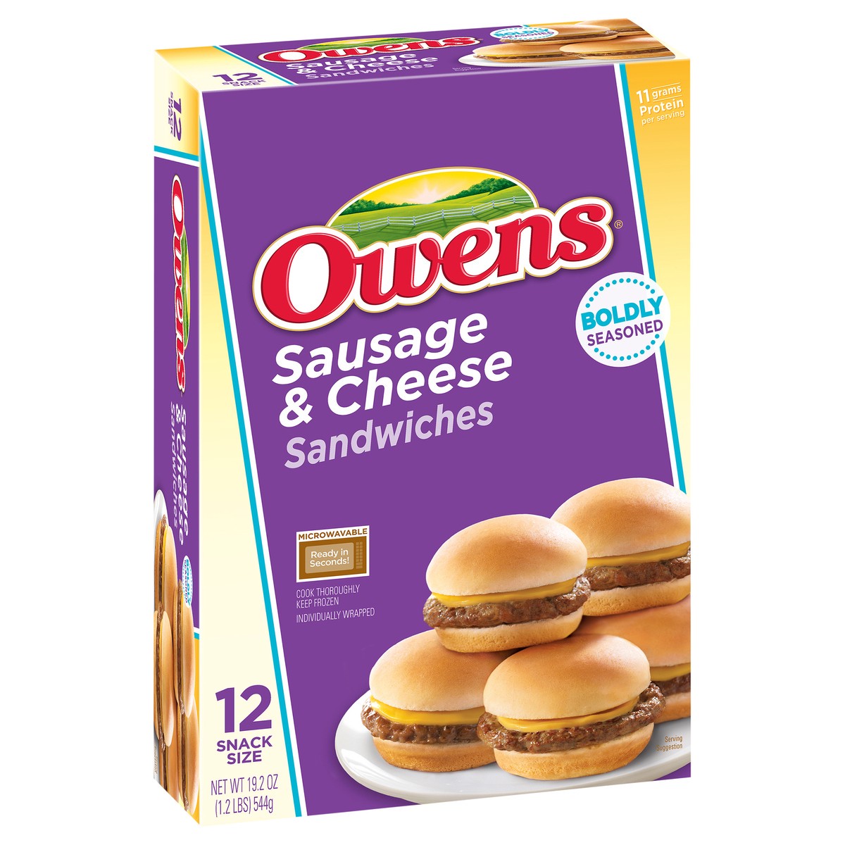 slide 3 of 11, Owens Sausage & Cheese Sandwiches 12 ct Box, 12 ct