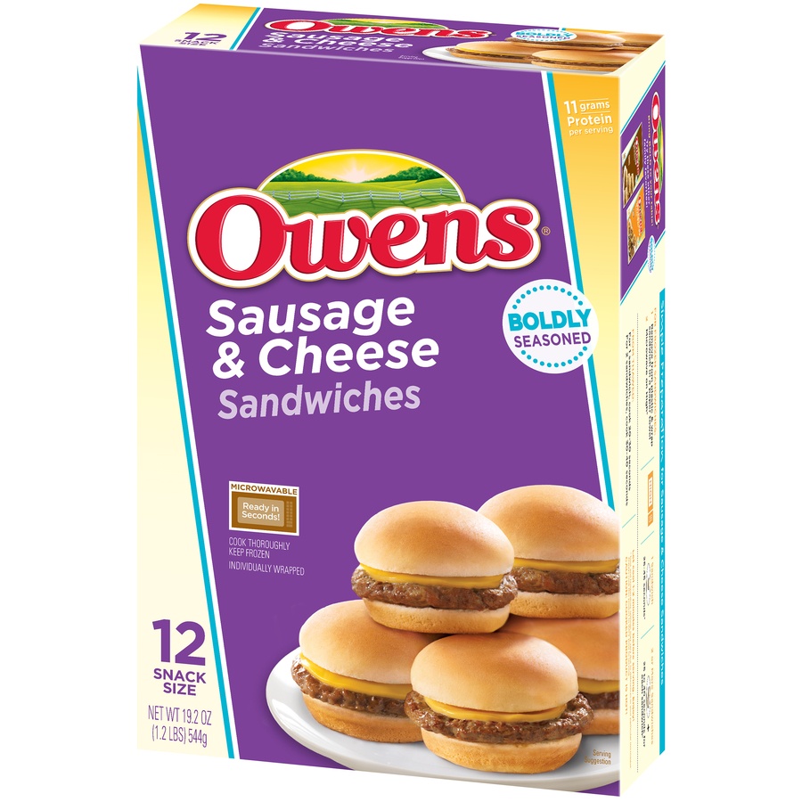 slide 3 of 8, Owens Sausage & Cheese Sandwiches, 12 ct
