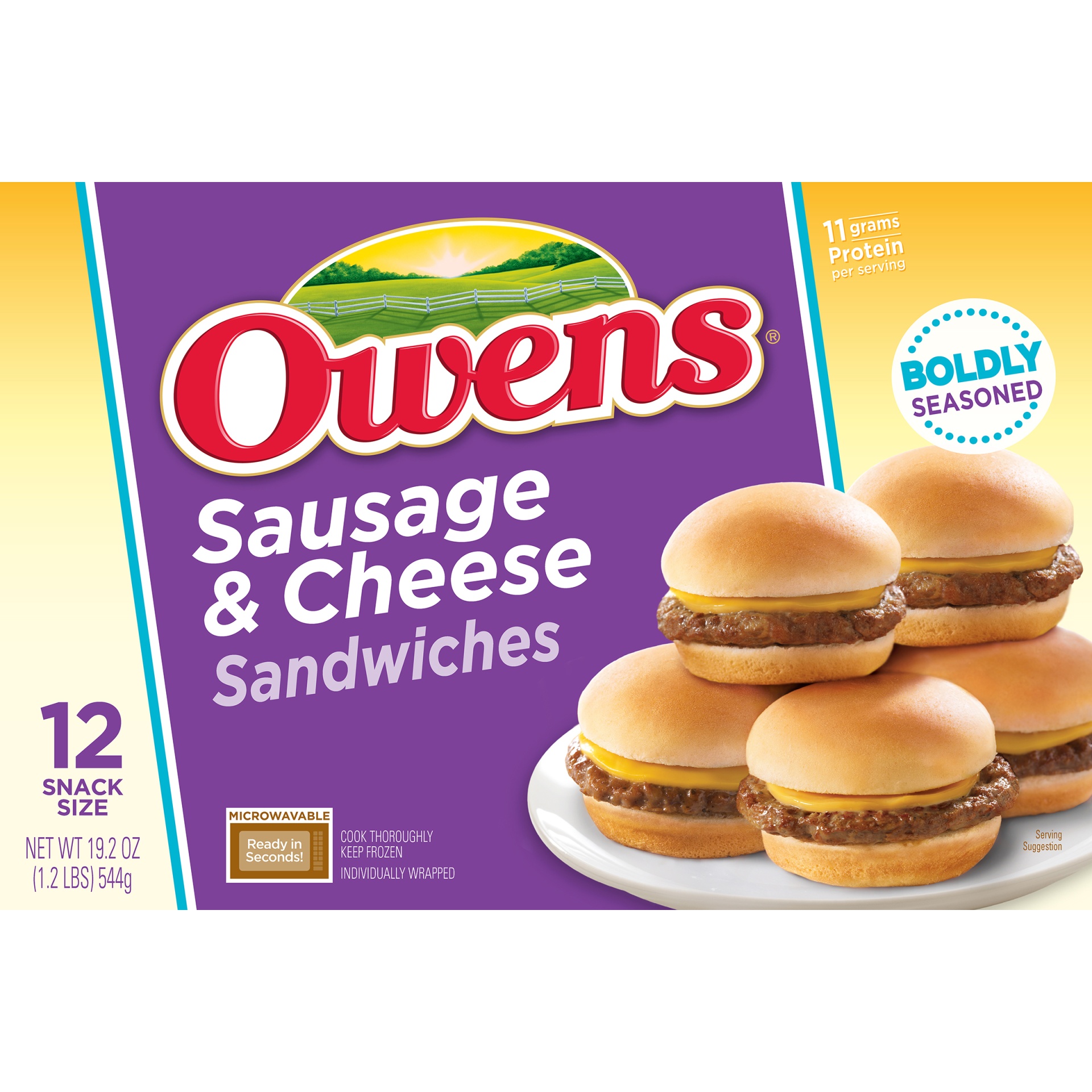 slide 6 of 8, Owens Sausage & Cheese Sandwiches, 12 ct