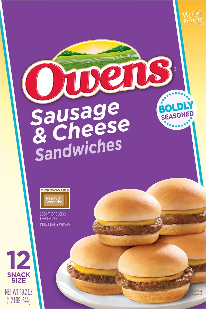 slide 9 of 11, Owens Sausage & Cheese Sandwiches 12 ct Box, 12 ct