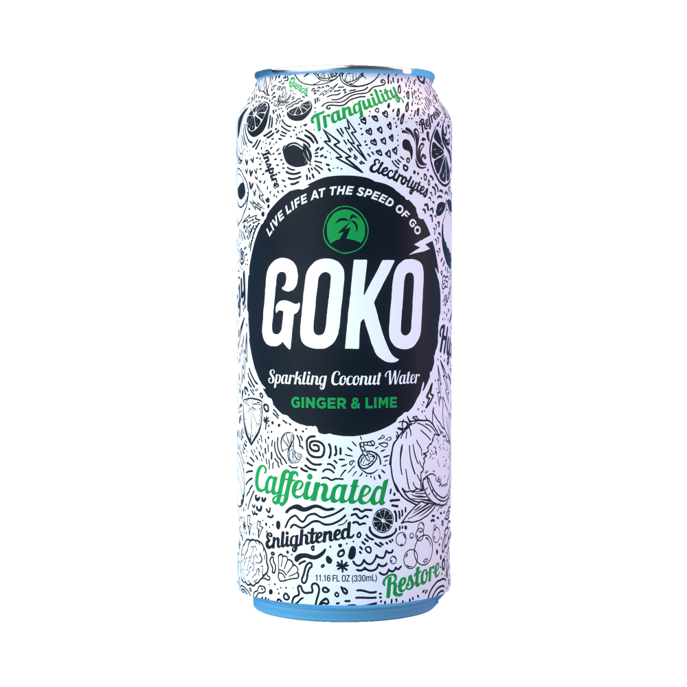 slide 1 of 1, Goko Caffeinated Ginger & Lime Sparkling Coconut Water Single Can- 11.16 fl oz, 11.16 fl oz