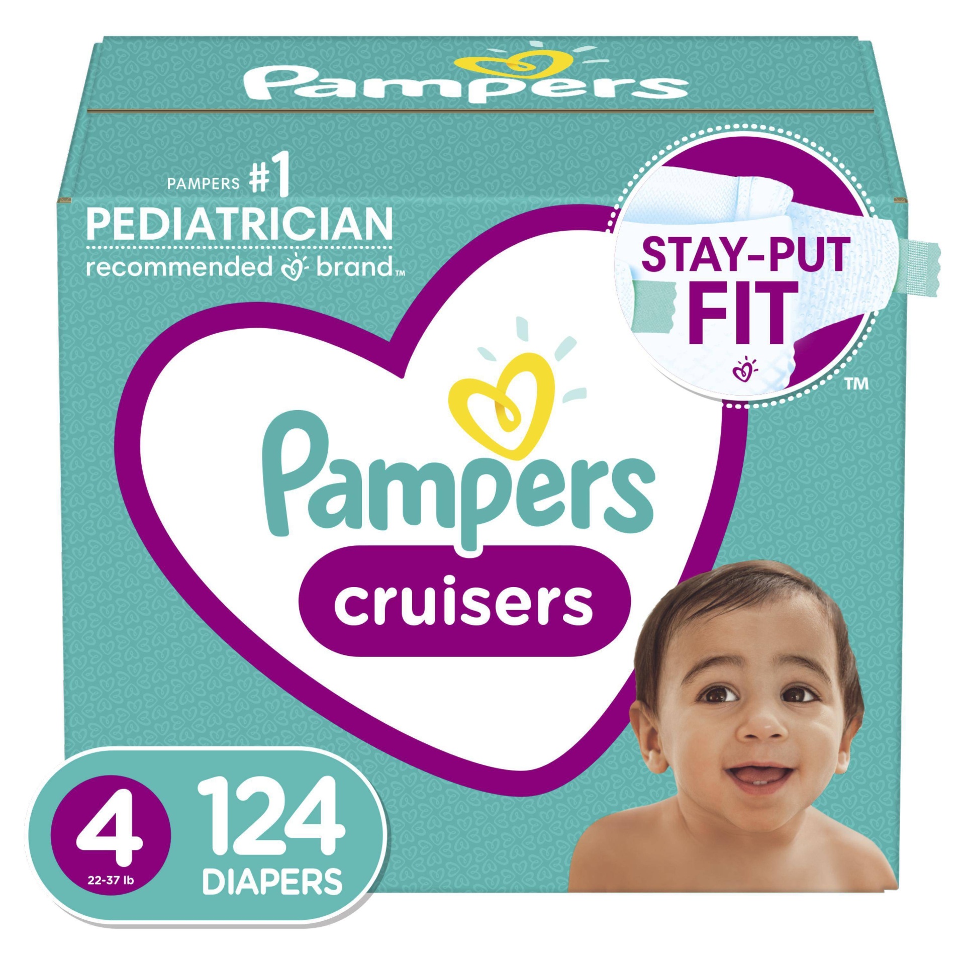slide 1 of 2, Pampers Cruisers Disposable Diapers Enormous Pack - Size 4, 124 ct