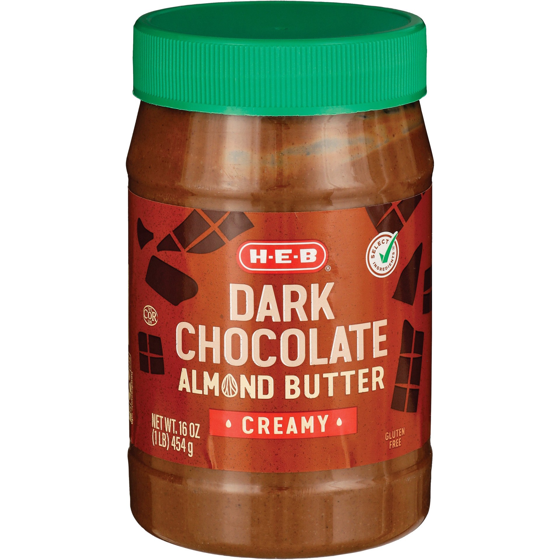 slide 1 of 1, H-E-B Creamy Almond Butter – Dark Chocolate, 16 oz