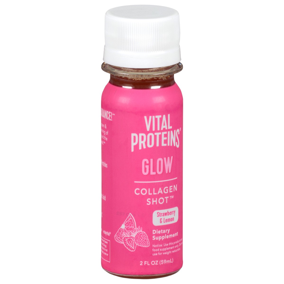 slide 2 of 9, Vital Proteins Glow Strawberry & Lemon Collagen Shot 2 oz, 2 oz