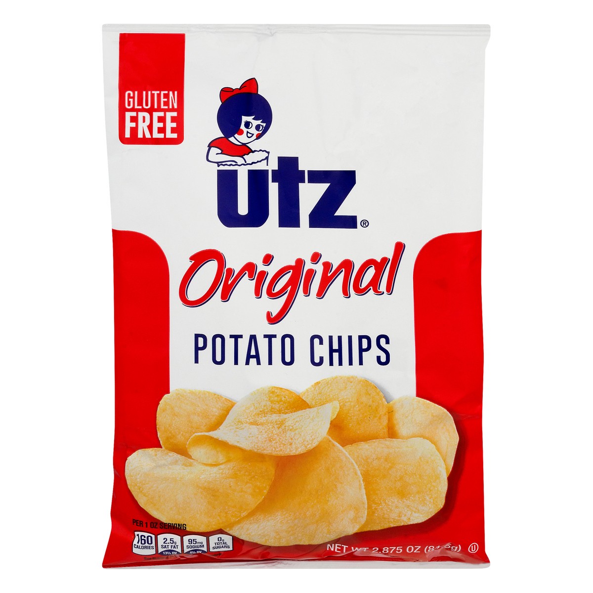 slide 1 of 9, Utz Original Gluten Free Potato Chips 2.875 oz, 2.88 oz