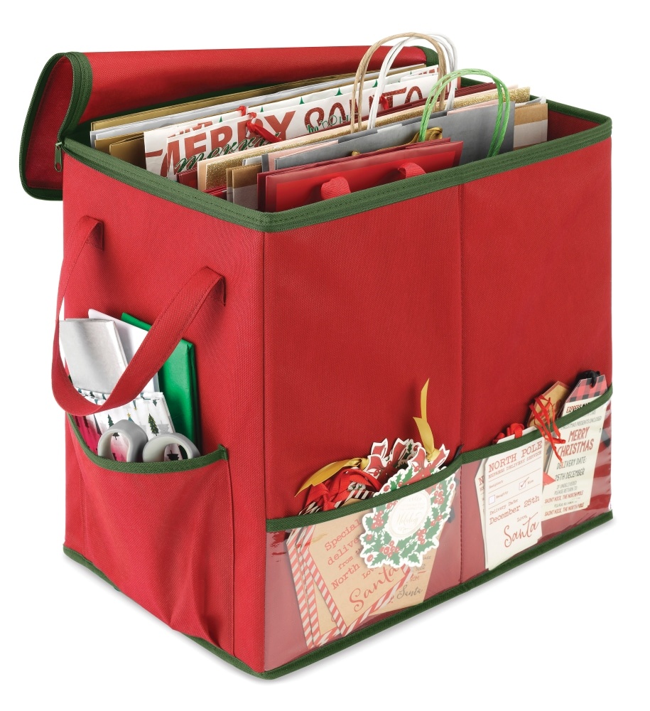 slide 1 of 1, Whitmor Christmas Gift Bag Organizer - Red/Green, 1 ct