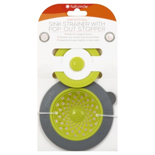 slide 1 of 1, Full Circle Sink Strainer With Pop-Out Stopper, 1 ct