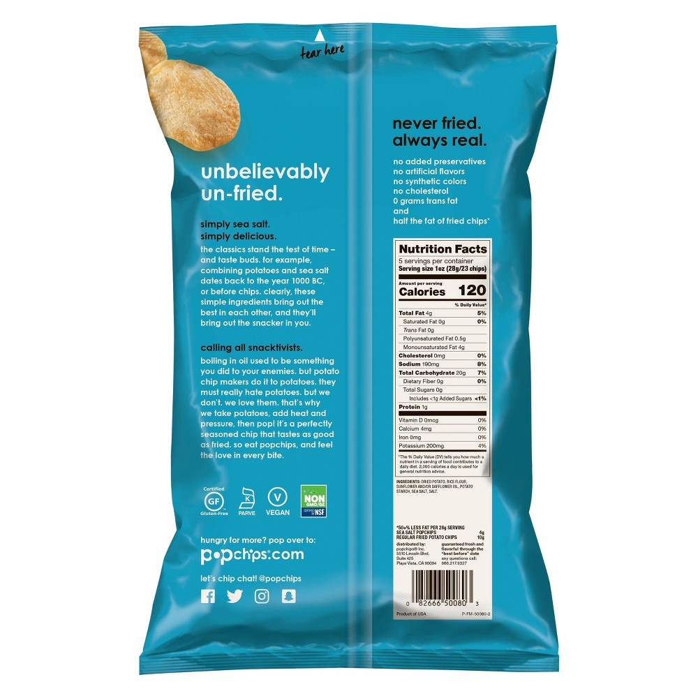 slide 2 of 5, popchips Sea Salt Potato Chips, 5 oz