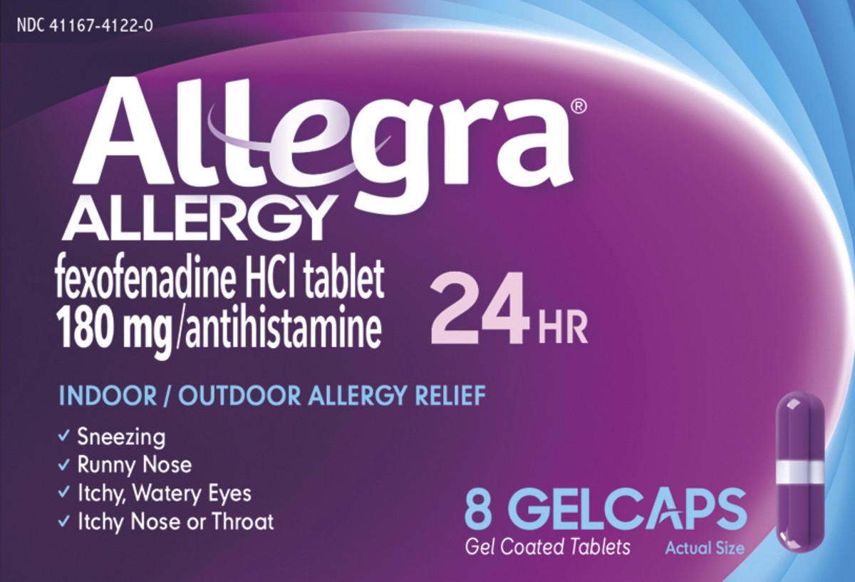 slide 6 of 7, Allegra 24 Hour Allergy Gelcaps, 8 ct