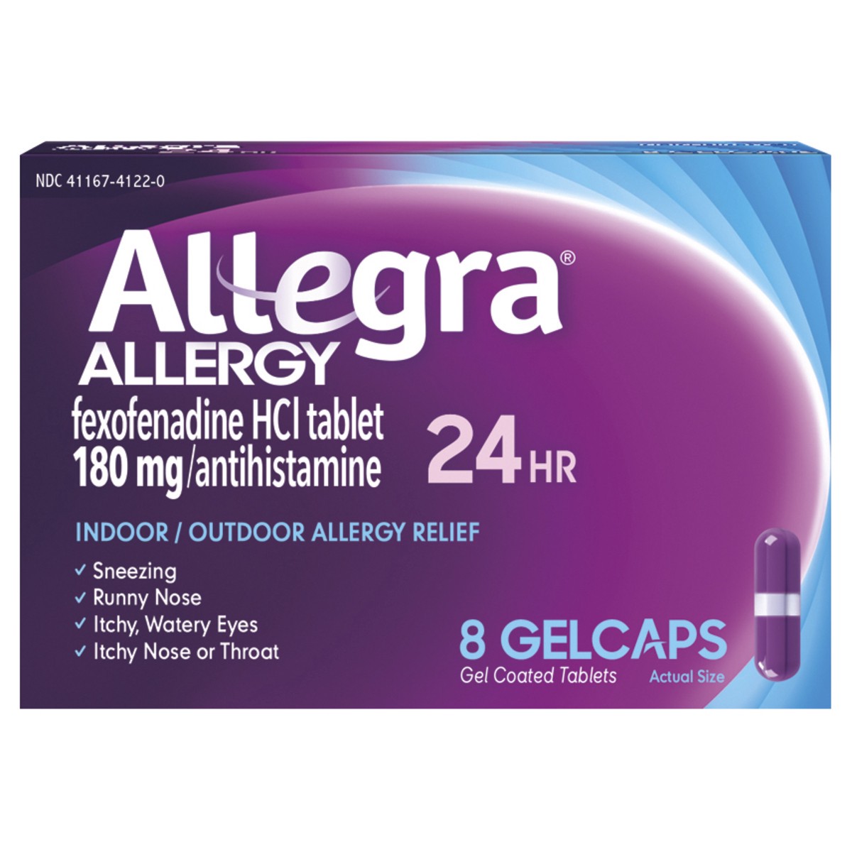 slide 1 of 8, Allegra Allergy Gelcaps 24 Hour, 8 ct