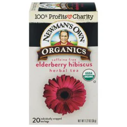 Newman's Own Organics Caffeine Free Elderberry Hibiscus Herbal Tea - 20 ct