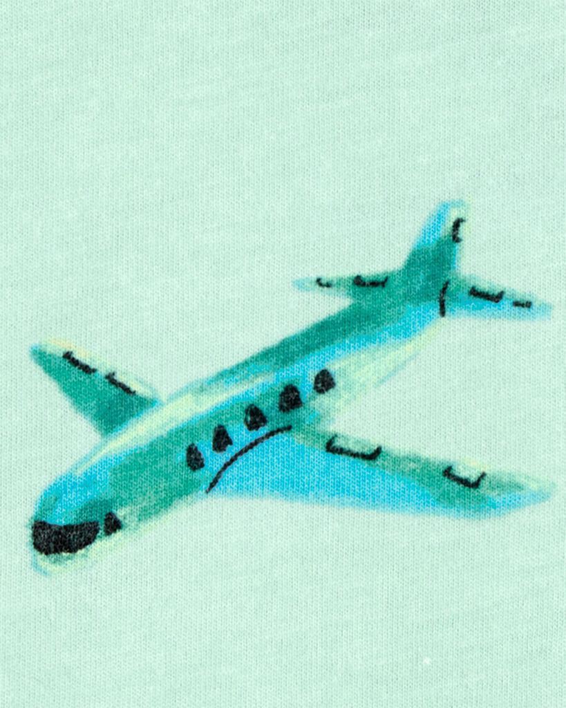 slide 2 of 2, Carter's Toddler Airplane Print Knit Short-Sleeve Tee Green 2T, 1 ct