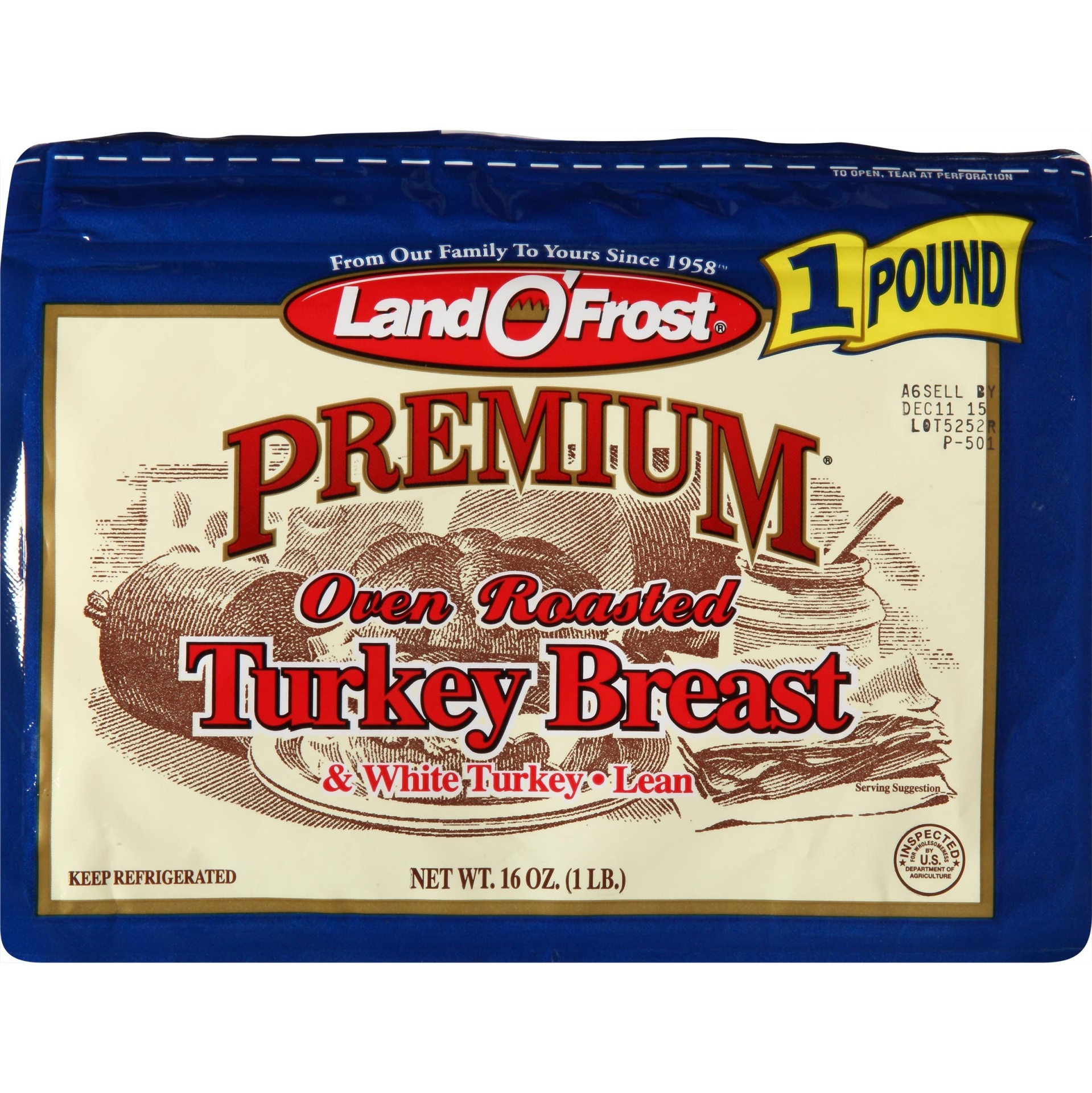 slide 1 of 6, Land O' Frost Premium Oven Roasted White Turkey Breast & White Turkey, 16 oz