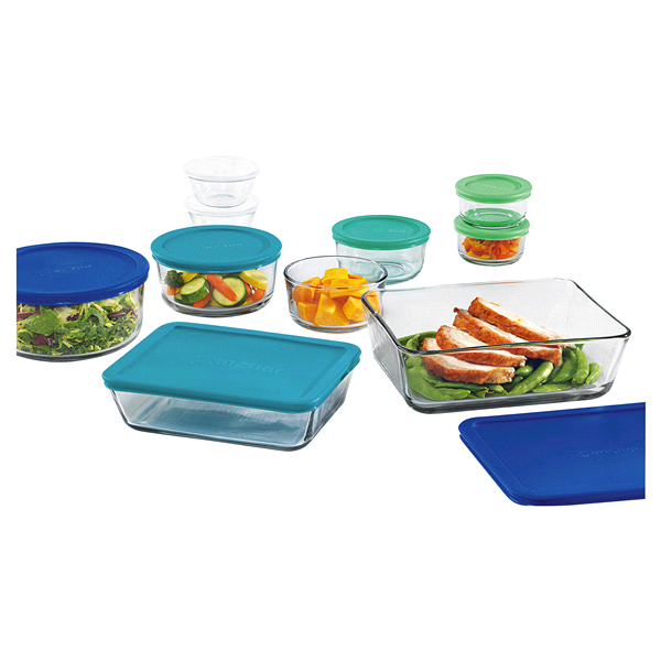 slide 1 of 1, Anchor Hocking Storage Set with Mixed Blue Lids, 20 pc