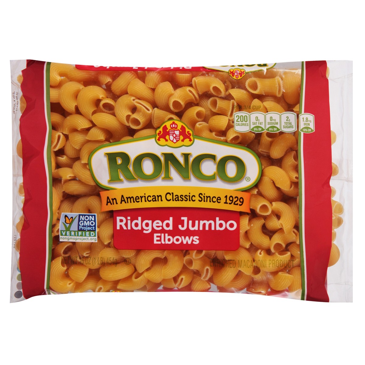slide 4 of 4, Ronco Ridged Jumbo Elbows 16 Ounces, 16 oz