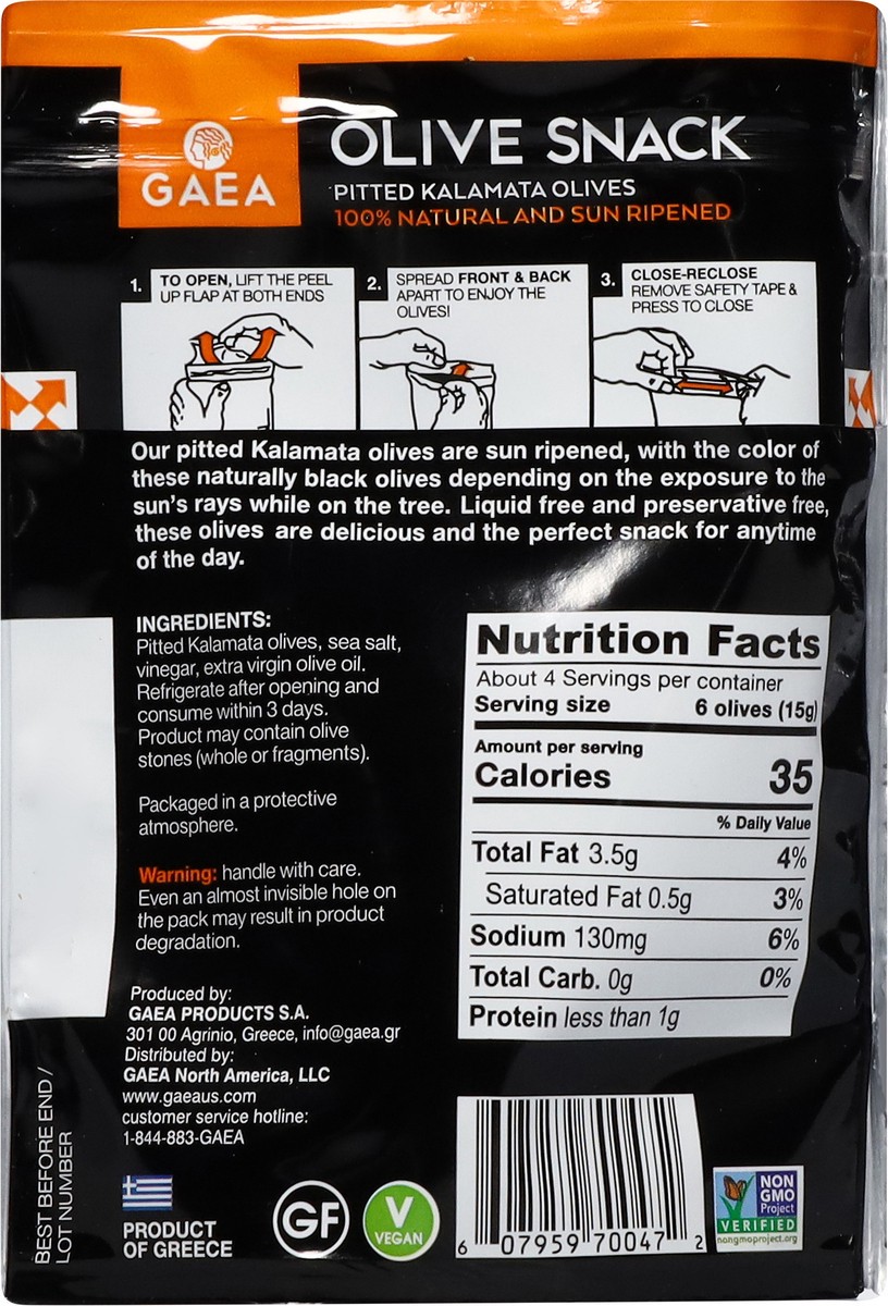 slide 8 of 13, Gaea Pitted Kalamata Olives Olive Snack 2.3 oz, 2.3 oz