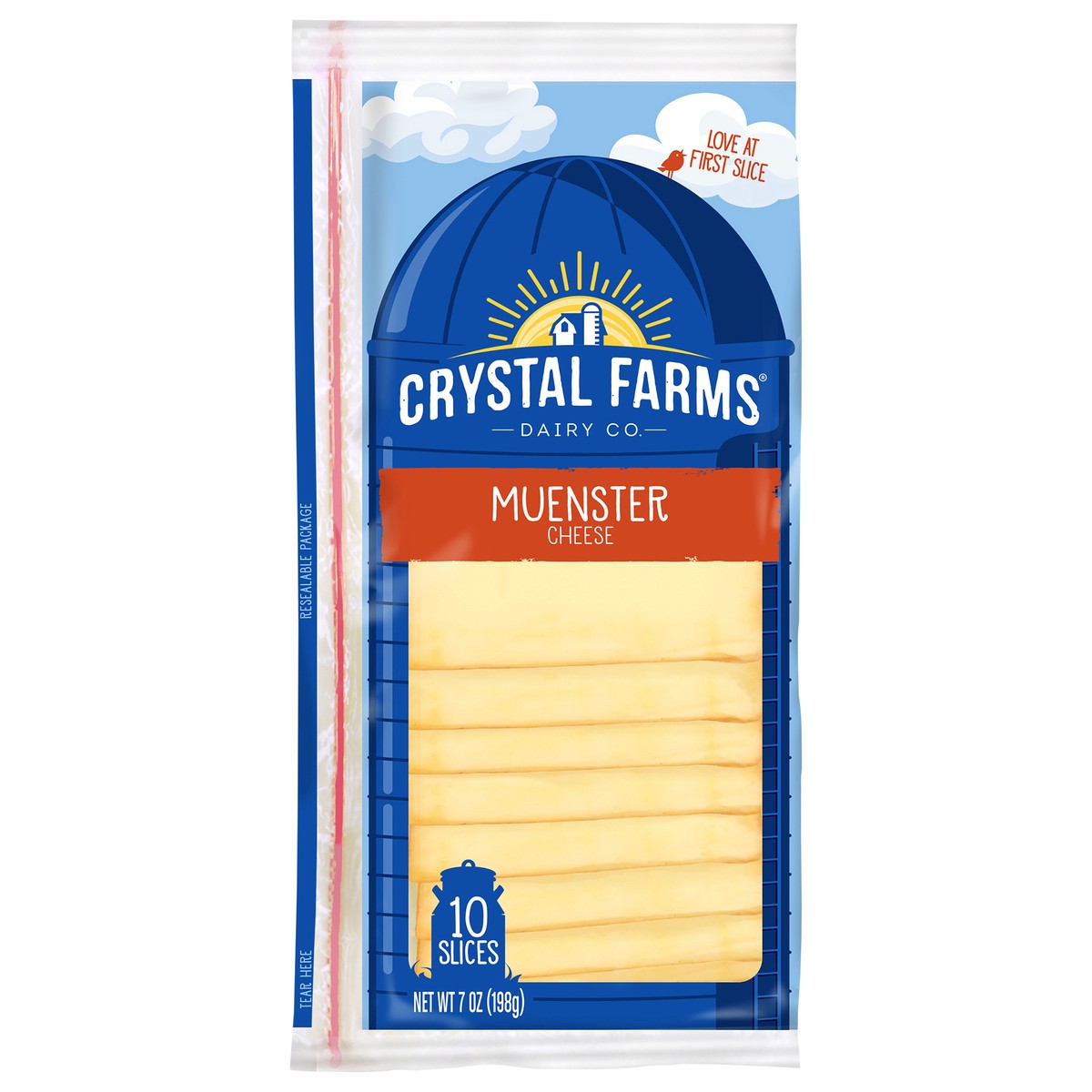 slide 1 of 1, Crystal Farms Cheese, Muenster, 10 ct