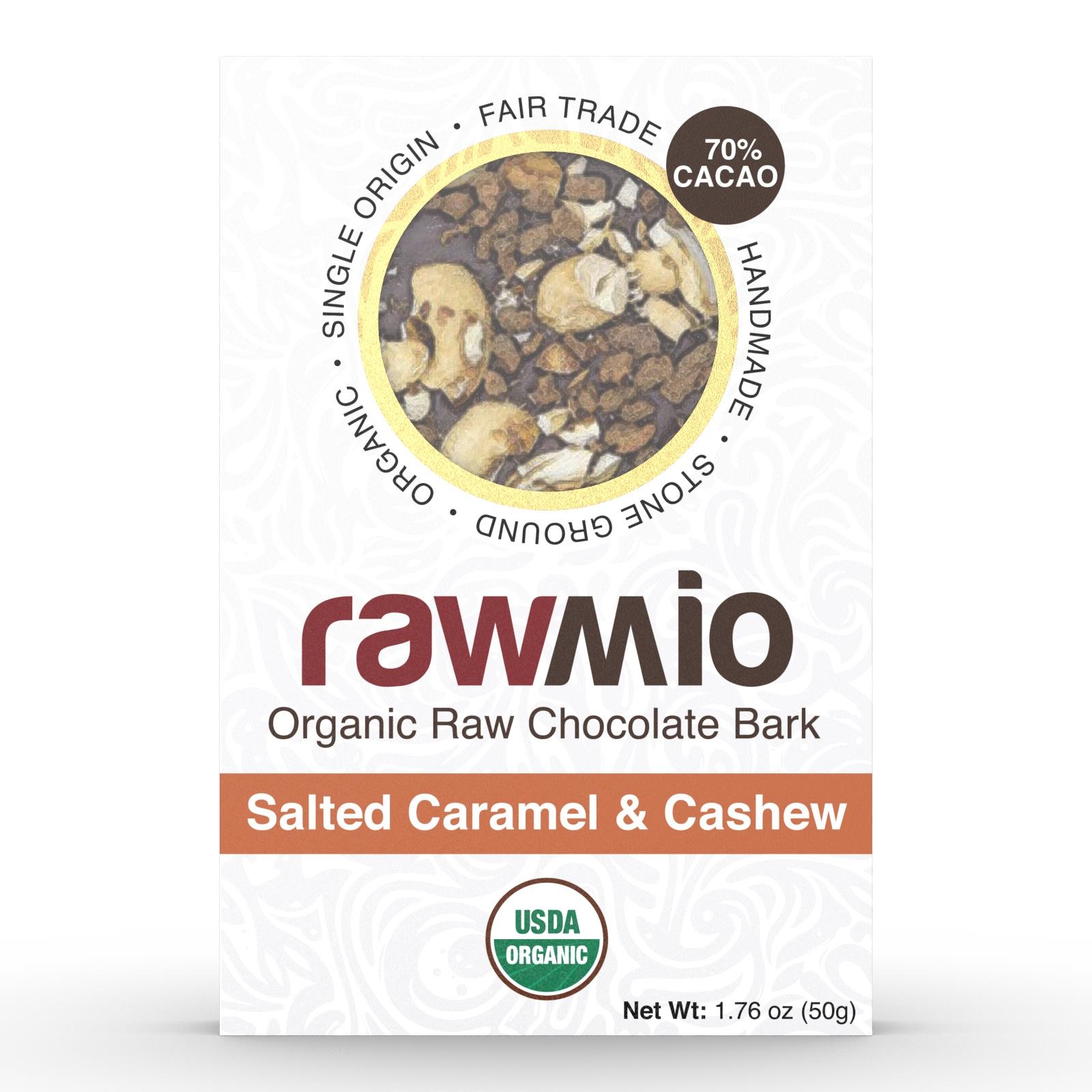 slide 1 of 1, Rawmio Coconut Caramel & Crushed Cashew Raw Chocolate Bark, 1 ct