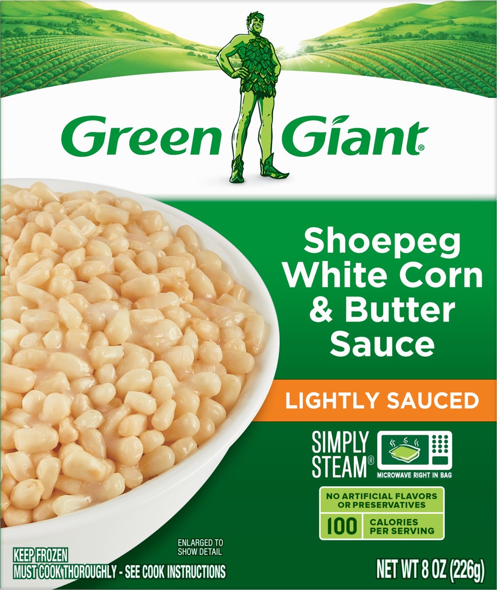 slide 9 of 9, Green Giant Simply Steam Shoepeg White Corn & Butter Sauce, Lightly Sauced Frozen Vegetables, 8 OZ, 8 oz