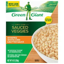 Green Giant Simply Steam Sauced Veggies, Shoepeg White Corn & Butter Sauce, Frozen Vegetables, 8 oz
