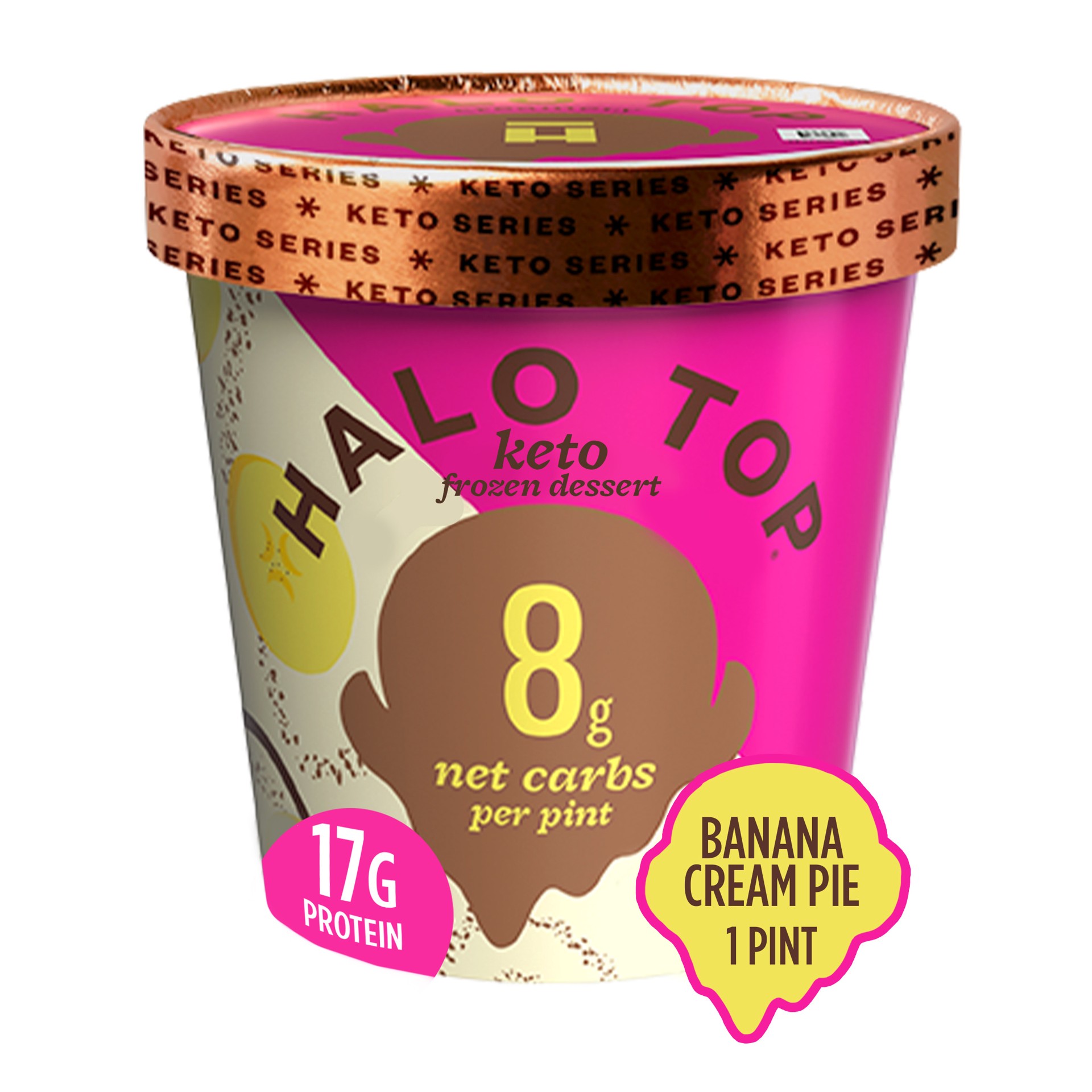 slide 1 of 9, Halo Top Keto Banana Cream Pie Frozen Dessert Pint, 16 fl oz, 16 fl oz