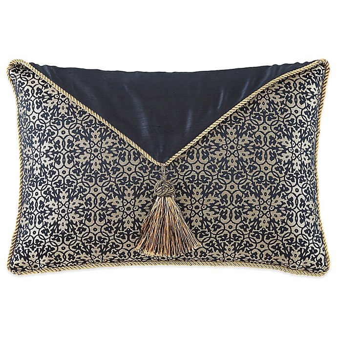 slide 1 of 1, Waterford Linens Vaughn Breakfast Throw Pillow - Navy/Gold, 1 ct