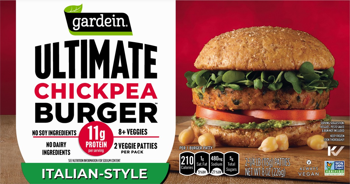 slide 1 of 1, Gardein Ultimate Italian-Style Chickpea Burger 2-0.25 lb Patties, 2 ct