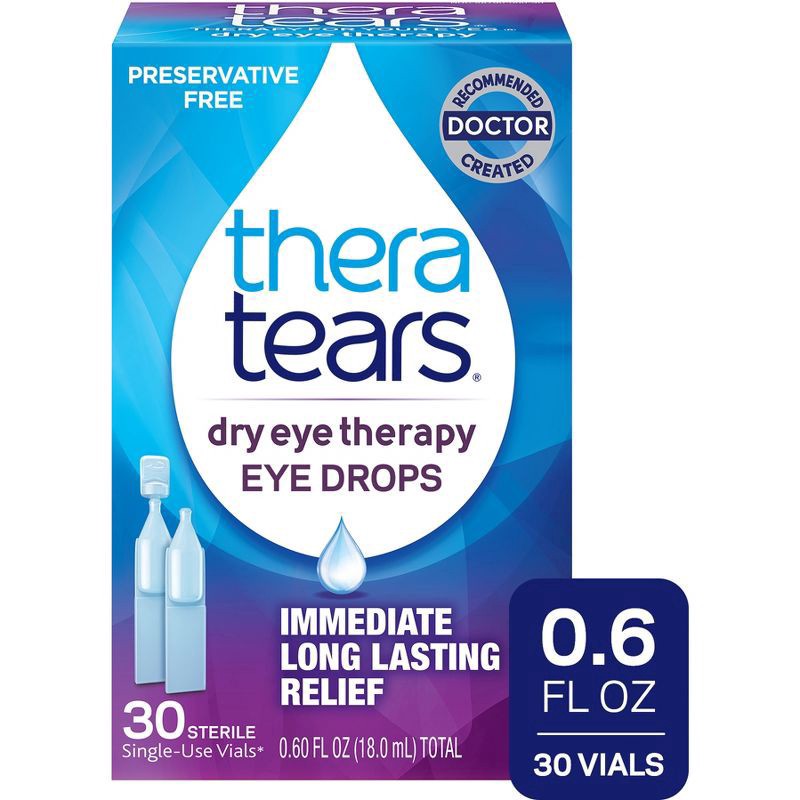 slide 1 of 6, TheraTears Dry Eye Therapy Lubricant Eye Drops 30 Vials, 30 ct