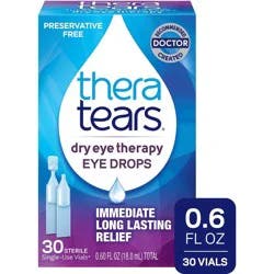 TheraTears Preservative-Free Lubricating Eye Drops for Dry Eyes, 30 Single-Use Vials