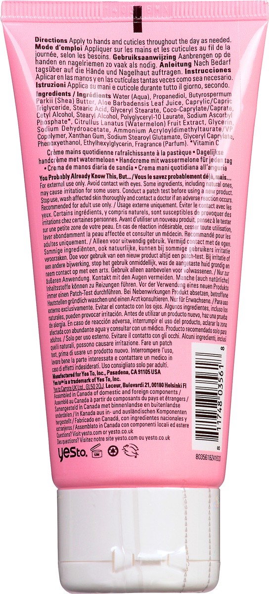 slide 5 of 11, Yes to Watermelon Daily Hand Cream 3 oz, 3 oz