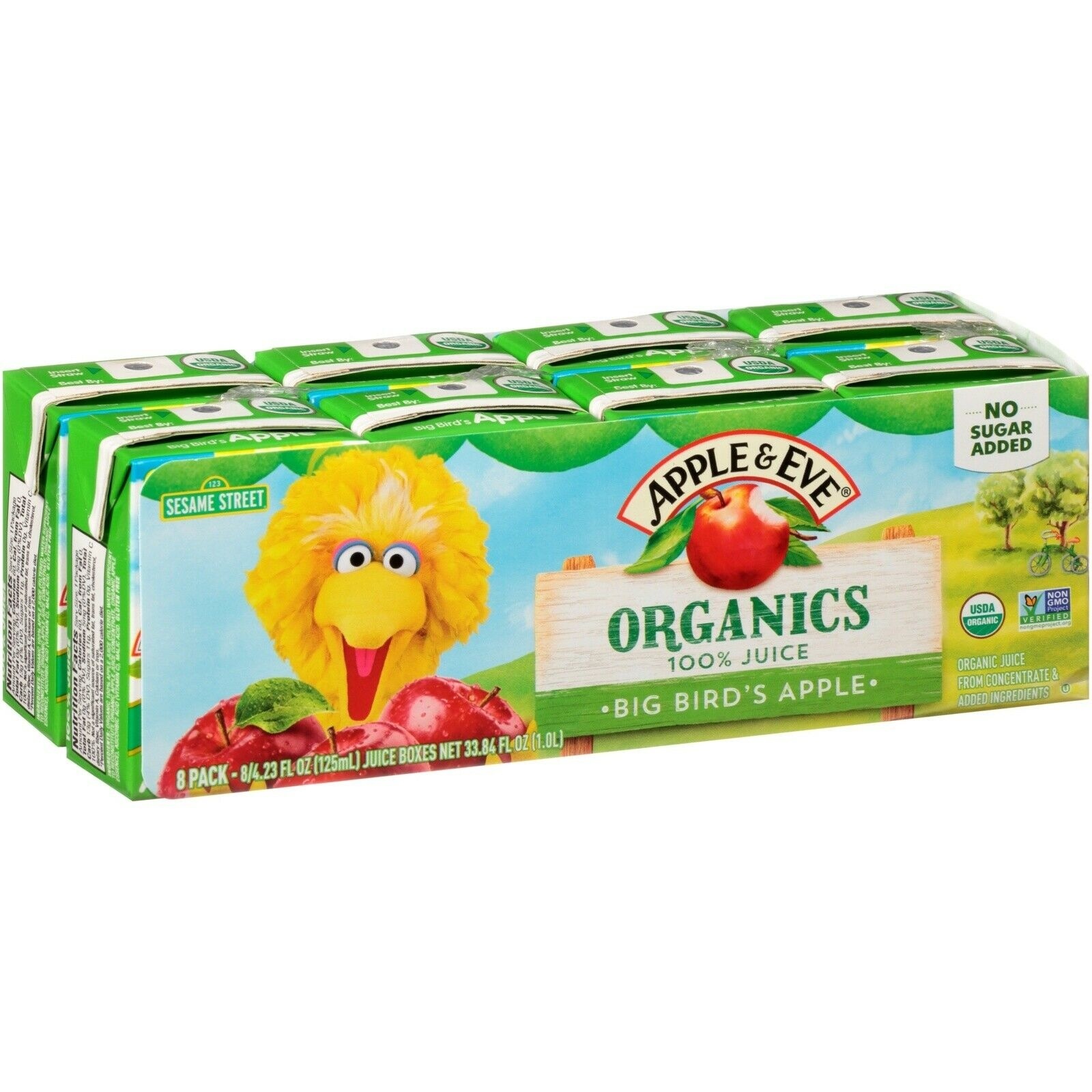 slide 1 of 1, Apple & Eve Organics Big Bird's Apple Juice, 8 ct