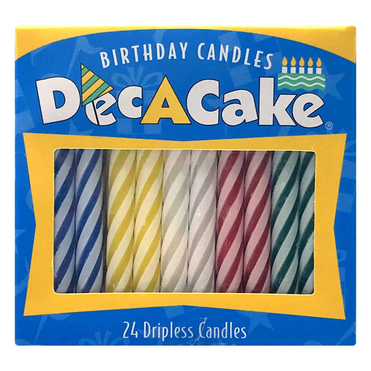 slide 1 of 1, Dec-A-Cake Striped Assorted Candles, 24 ct