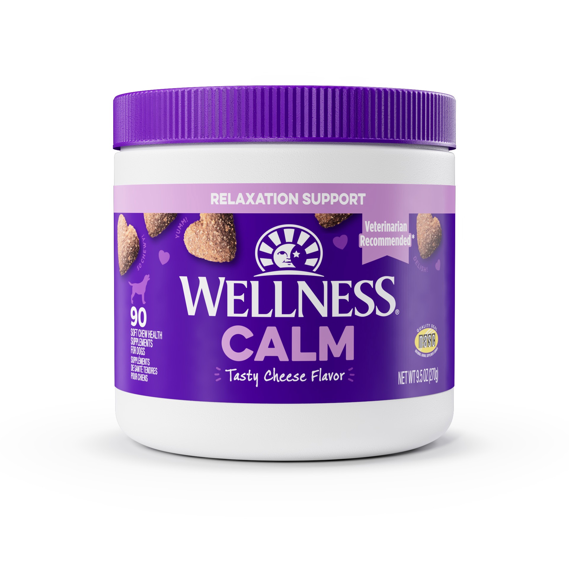 slide 1 of 4, Wellness Tasty Cheese Flavored Soft Chews Calming Supplements for Dogs, 90 count, 1 ct