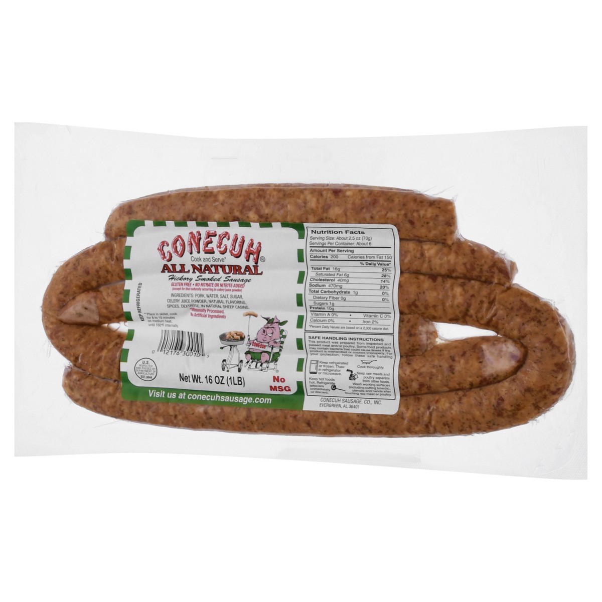 slide 7 of 13, Conecuh All Natural Conecuh Hick Smoked Sausage, 1 lb