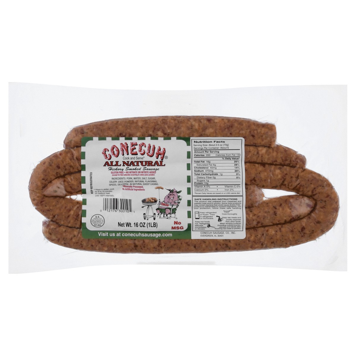 slide 3 of 13, Conecuh All Natural Conecuh Hick Smoked Sausage, 1 lb