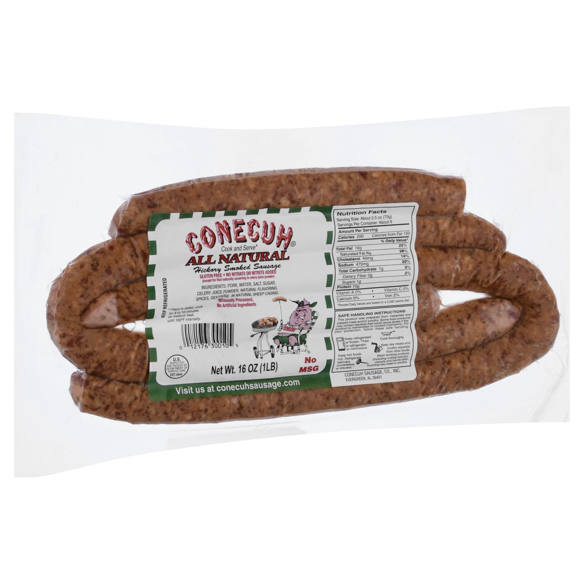 slide 2 of 13, Conecuh All Natural Conecuh Hick Smoked Sausage, 1 lb