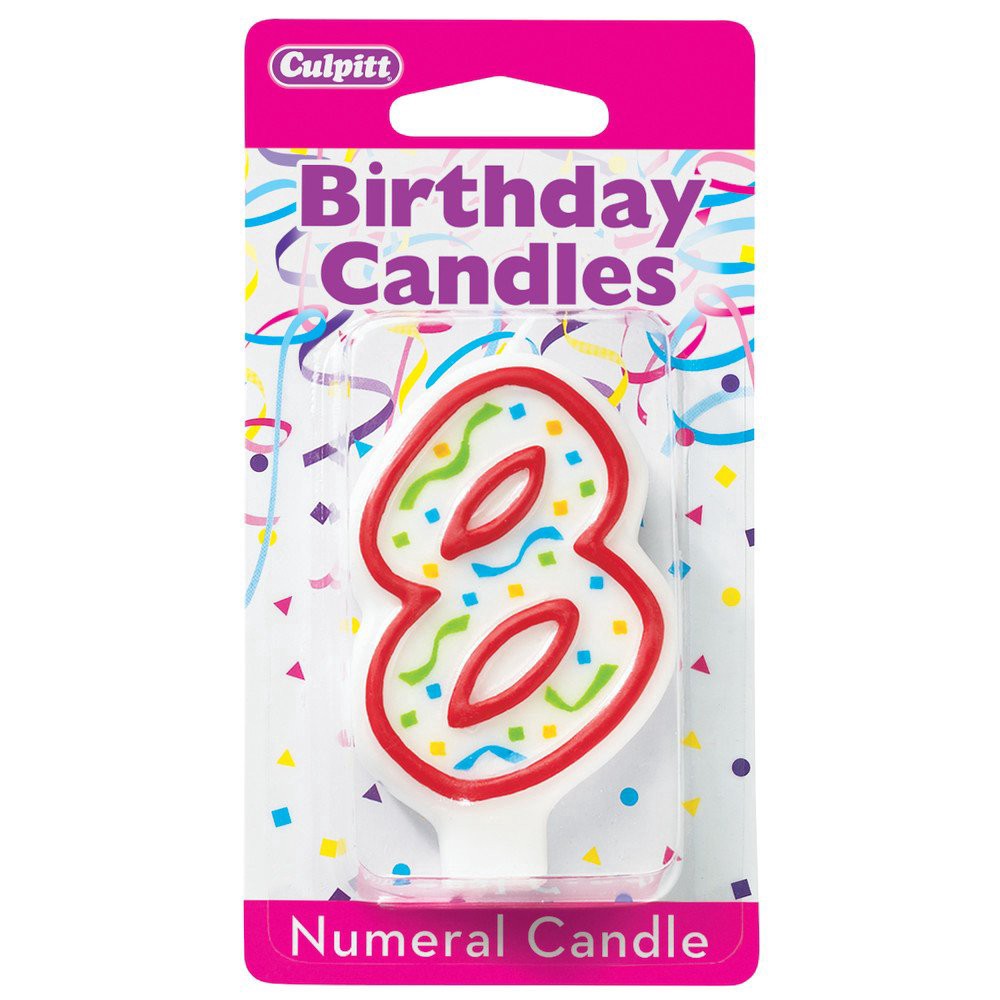 slide 1 of 1, Culpitt Red Numeral "8" Birthday Candles, 1 ct