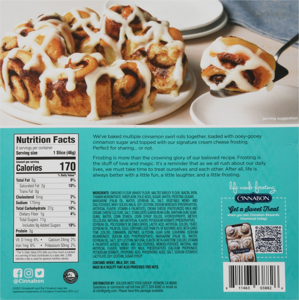 slide 2 of 9, Cinnabon Golden West Cinnabon Cinnabon Bakery Inspired Frosted Cinnaring 13 Ounces, 13 oz