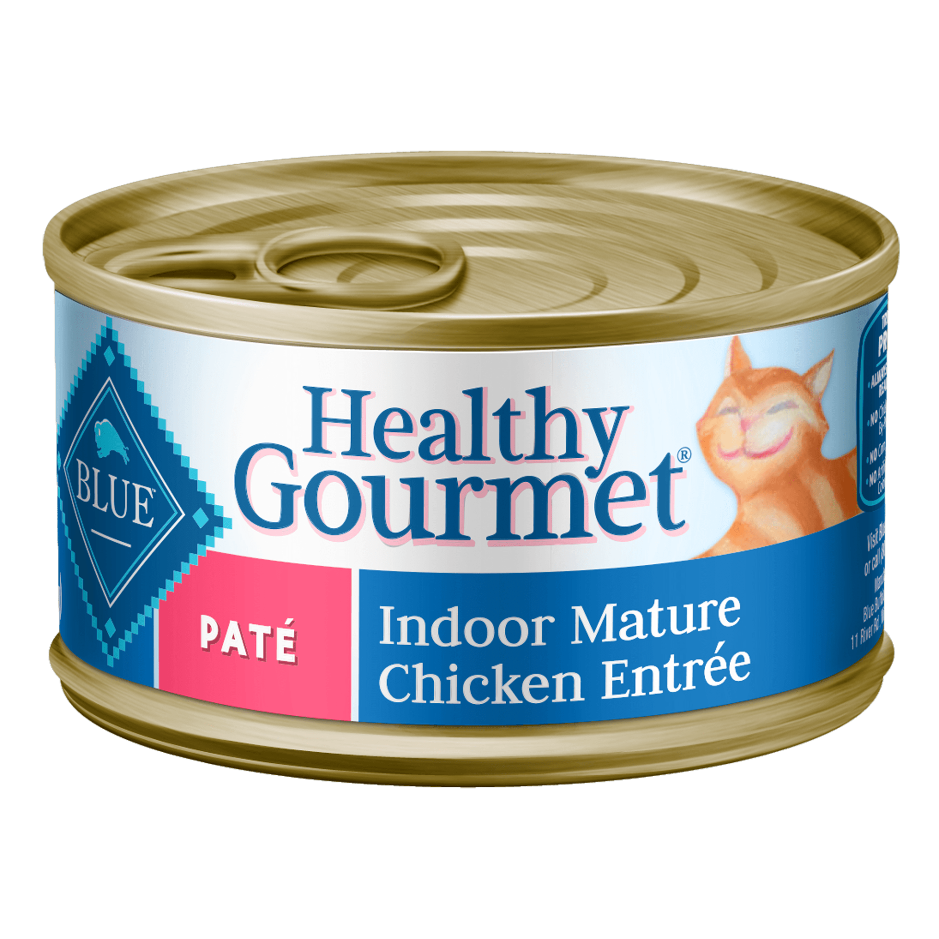 slide 1 of 1, Blue Buffalo Healthy Gourmet Pate Indoor Chicken Canned Senior Cat Food, 3 oz