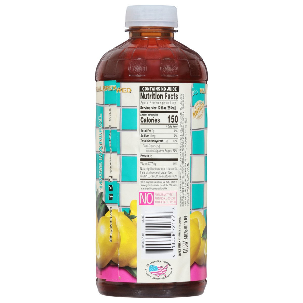 slide 14 of 14, AriZona Sun Brewed Style Iced Tea with Lemon Flavor 34 fl oz, 34 fl oz