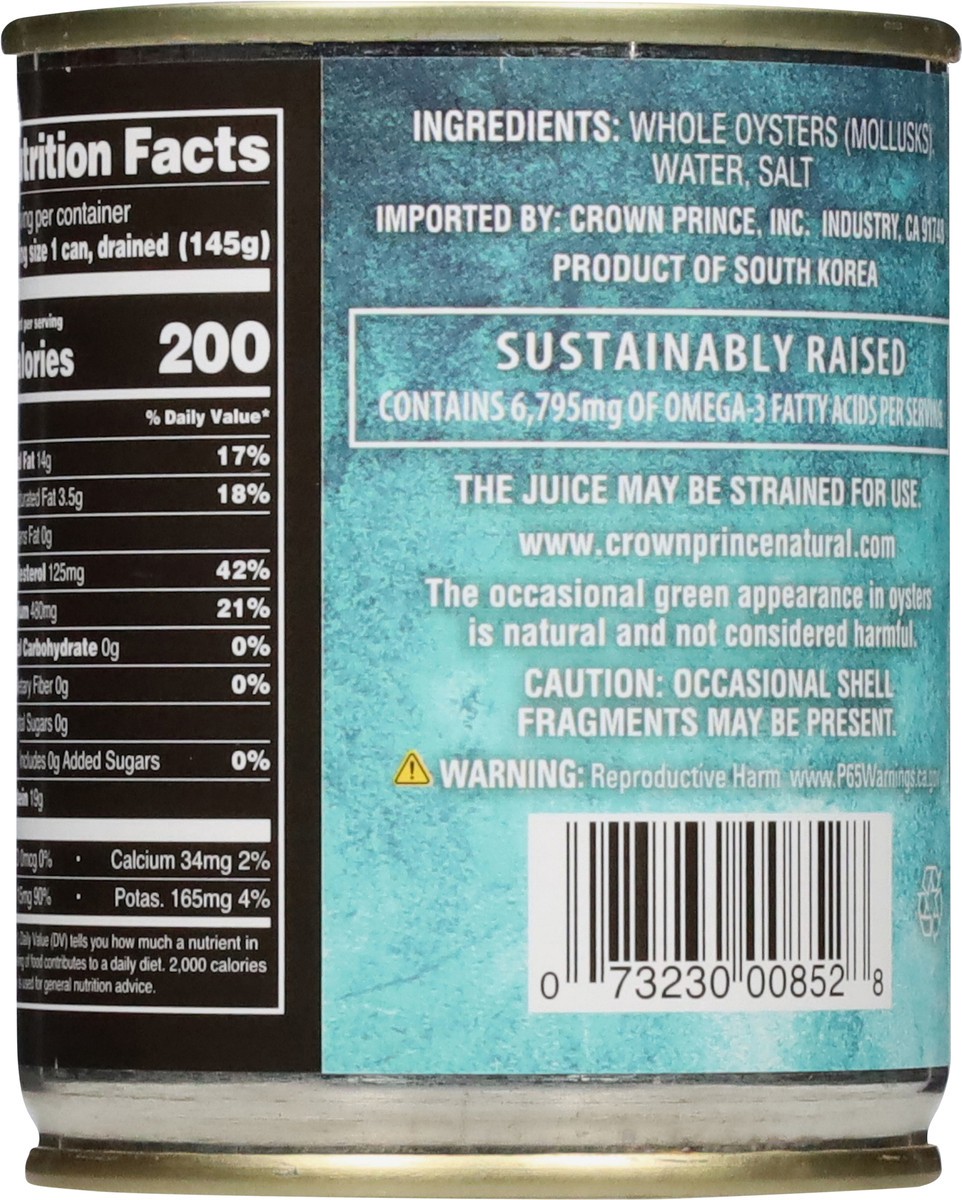 slide 4 of 14, Crown Prince Packed in Water Whole Oysters 8 oz, 8 oz