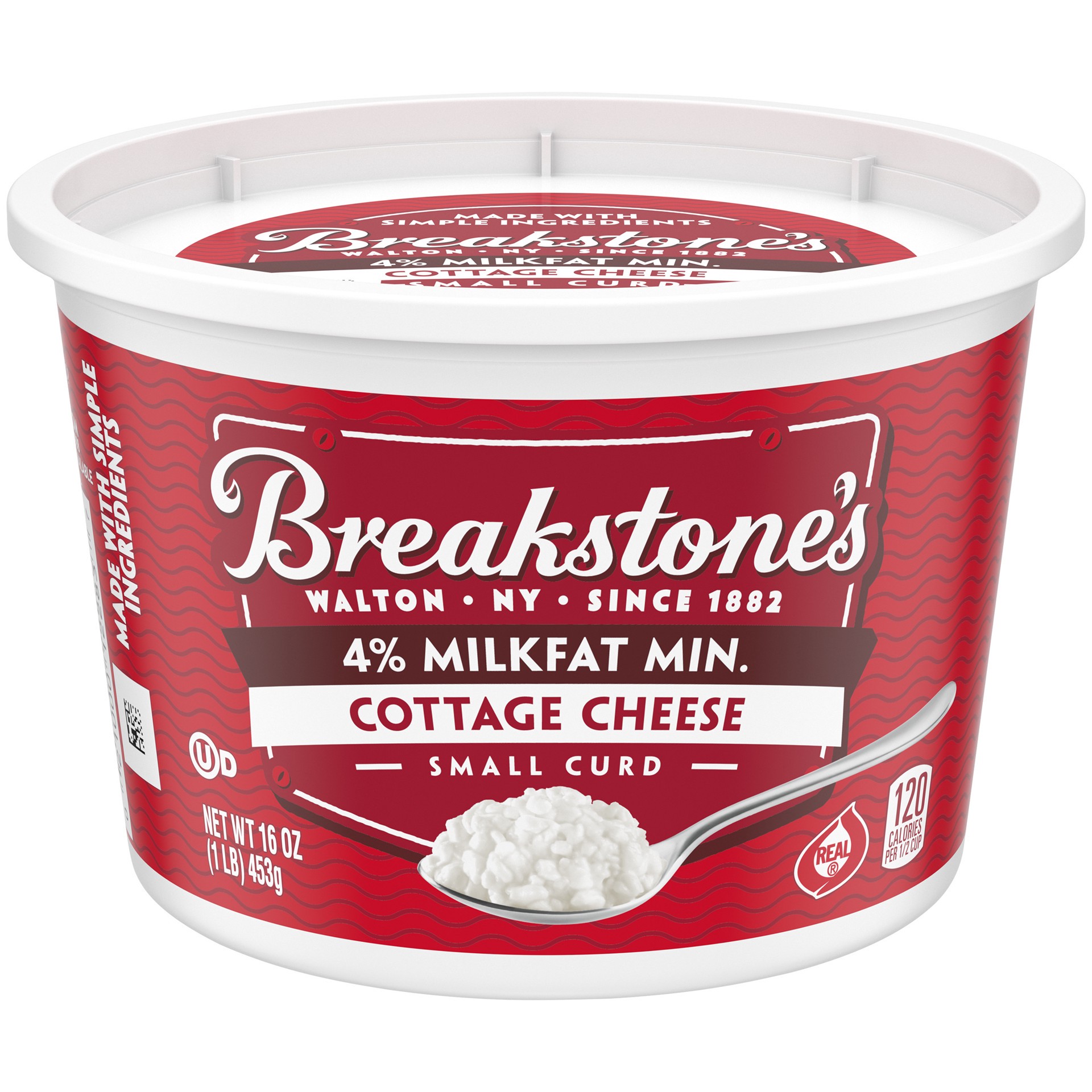 slide 1 of 10, Breakstone's Small Curd Cottage Cheese with 4% Milkfat, 16 oz Tub, 16 oz