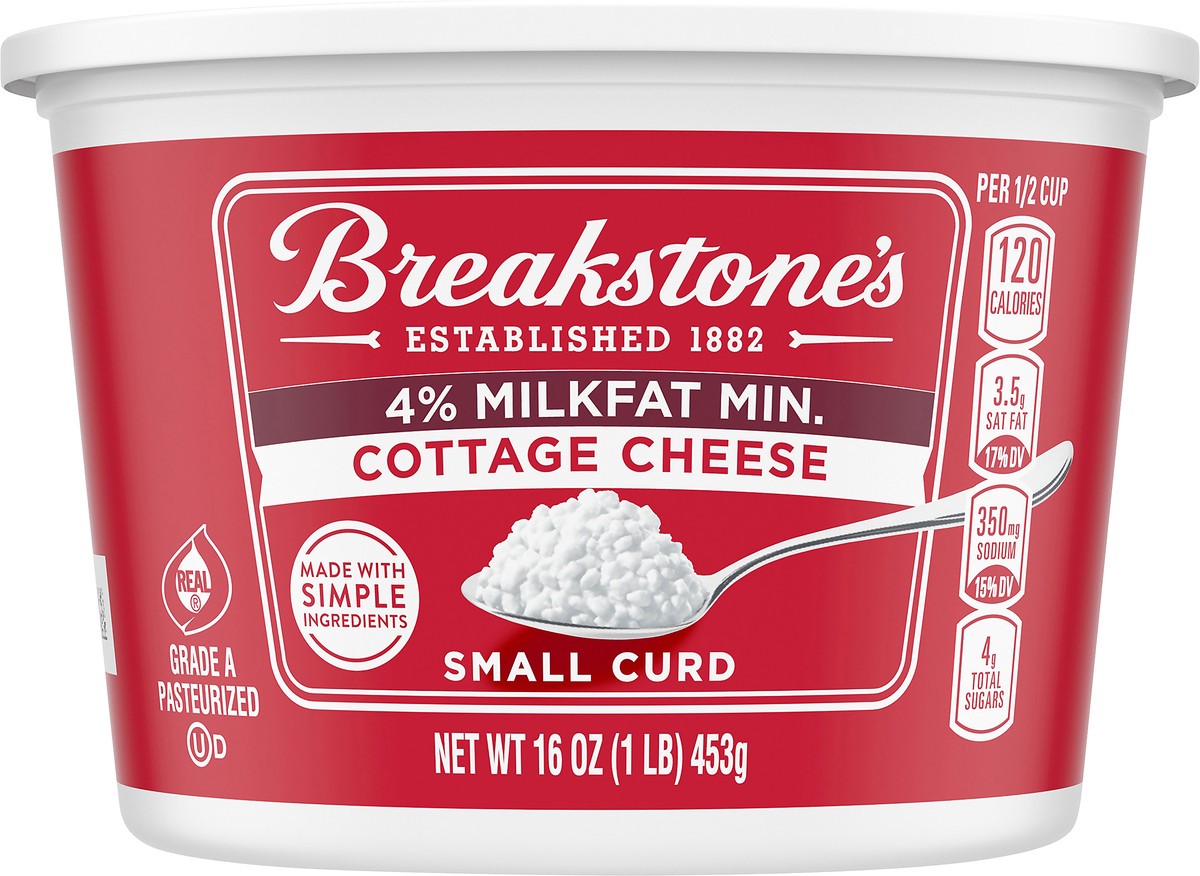 slide 6 of 10, Breakstone's Small Curd Cottage Cheese with 4% Milkfat, 16 oz Tub, 453 g