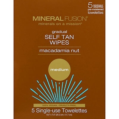 slide 1 of 1, Mineral Fusion Gradual Self Tan Wipes, Medium, 5 ct