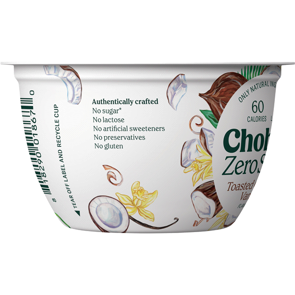 slide 7 of 13, Chobani Yogurt, Zero Sugar, Toasted Coconut Vanilla Flavor, 5.3 oz