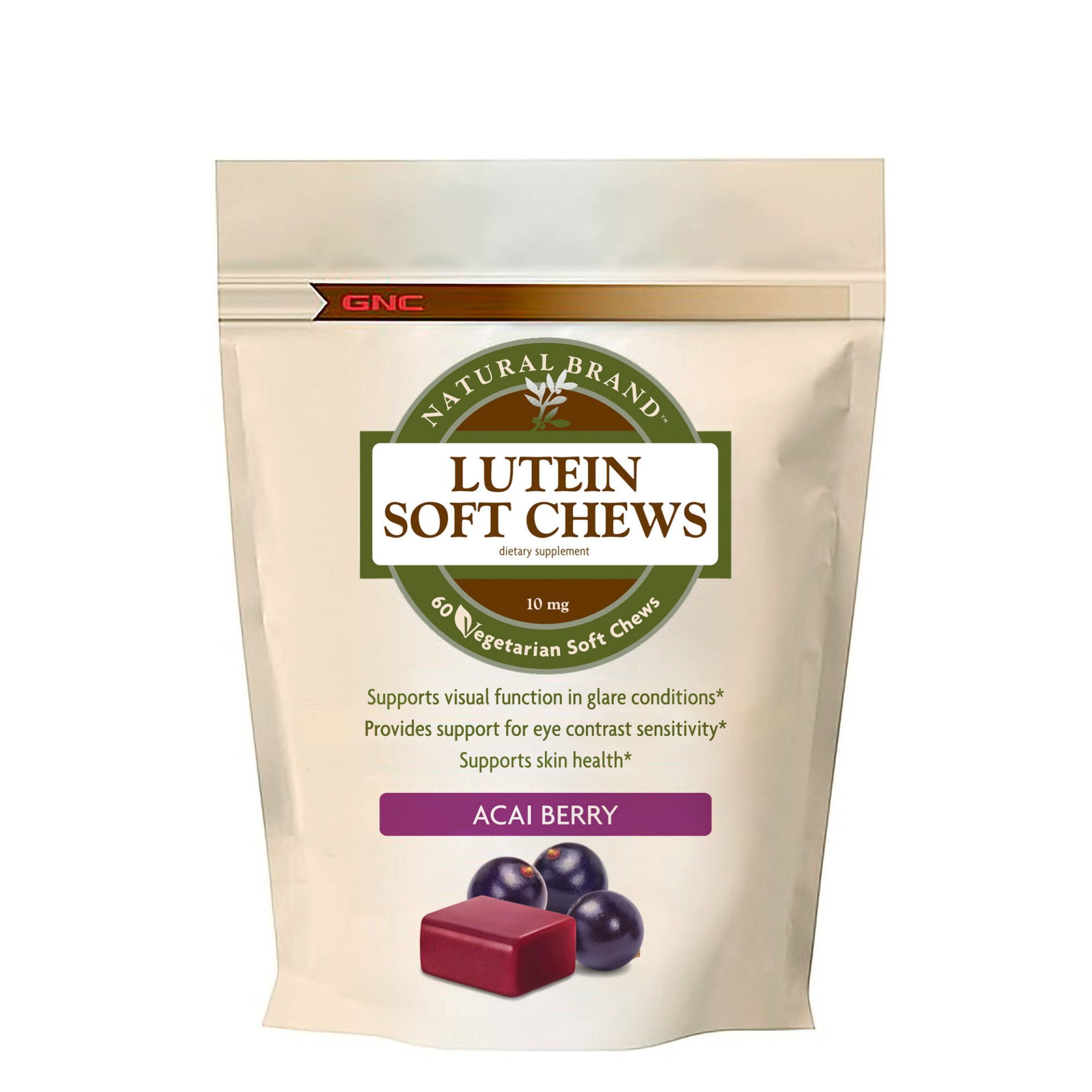 slide 1 of 1, GNC Natural Brand Lutein Soft Chews- Acai Berry, 60 ct