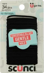 scünci No Damage Gentle Hold Elastics, Black, 34 Count