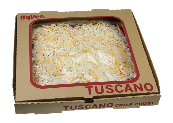 slide 1 of 1, Hy-Vee Cheese Pizza Tuscano Cracker Crust Medium, 17 oz