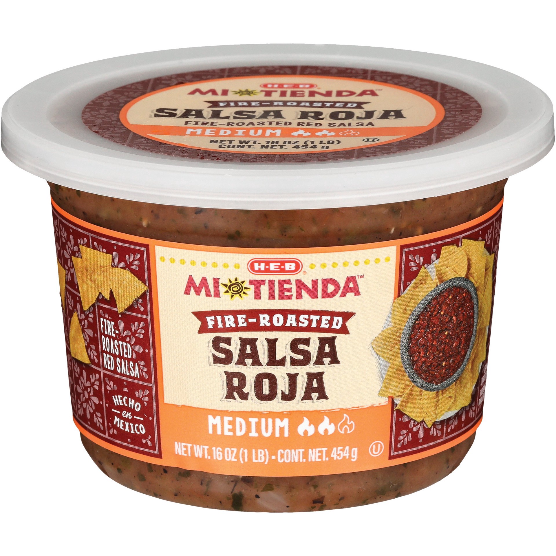 slide 1 of 1, H-E-B Mi Tienda Fire-Roasted Salsa Roja - Medium, 16 oz